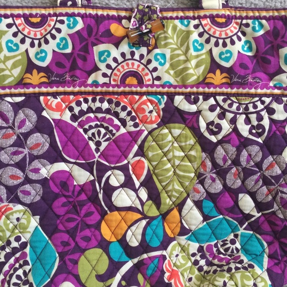 Vera Bradley plum crazy quilted shoulder tote - Picture 2 of 9